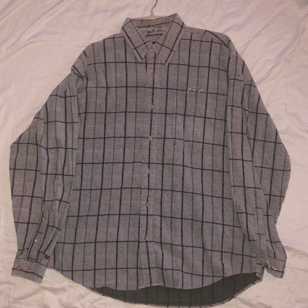 FUBU Gray Striped Long sleeve Button down